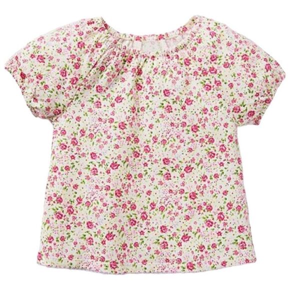 Matilda Jane White Pink Budding Florals Springtime Flowers Puff Sleeve Top SZ 10 - Picture 1 of 3